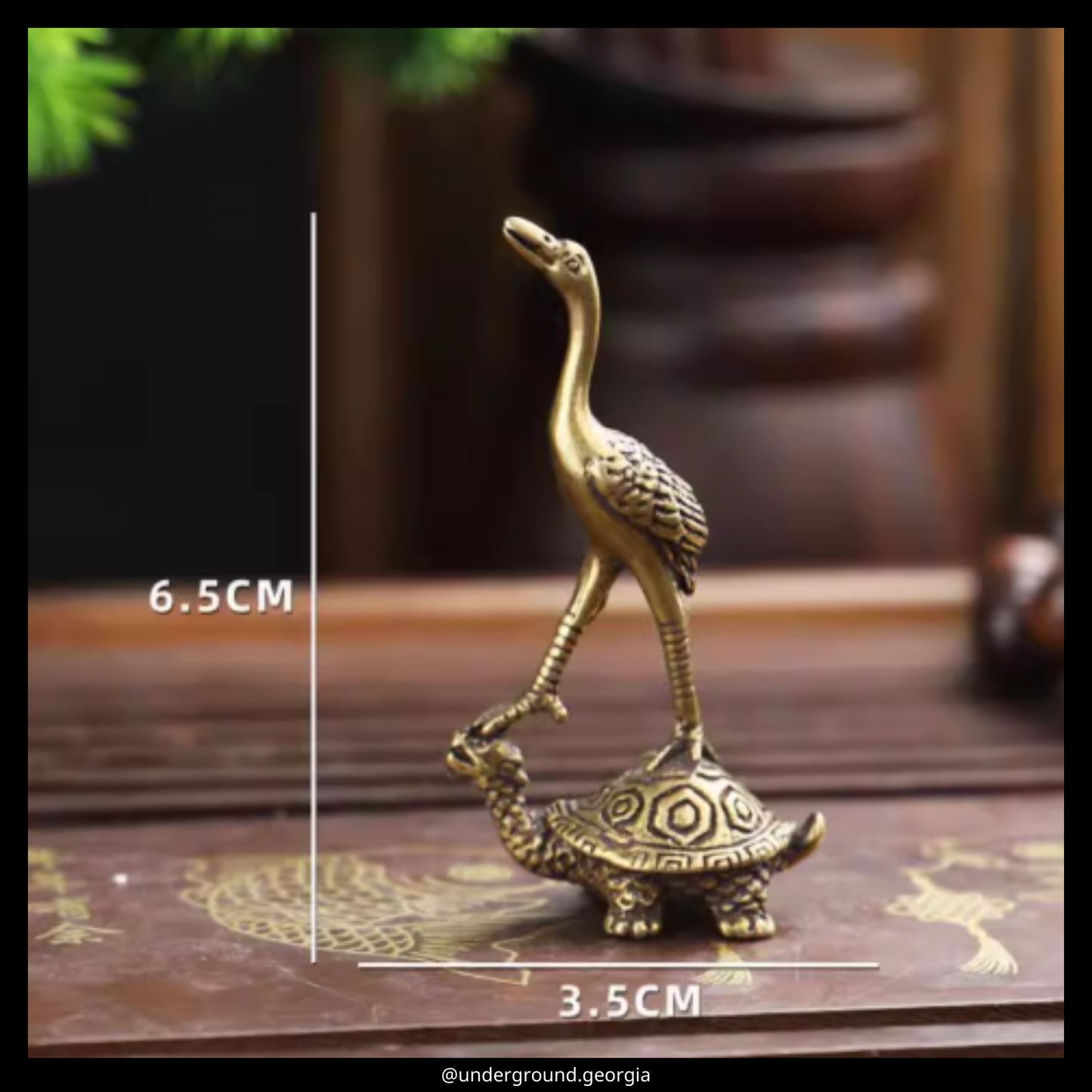 Brass Statue | Crane on a Turtle