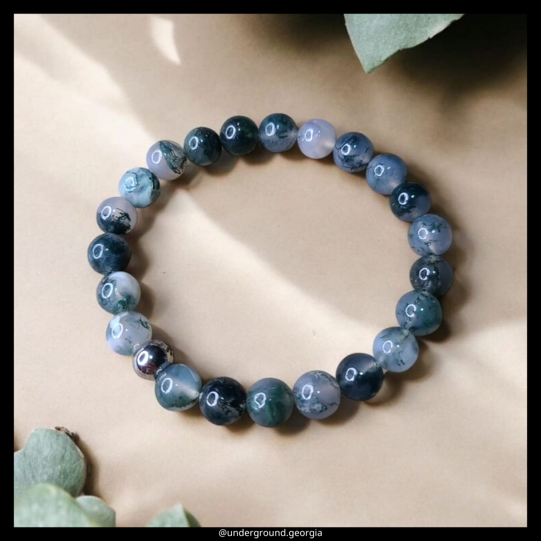 Natural Gemstone Bracelet Mossy Agate
