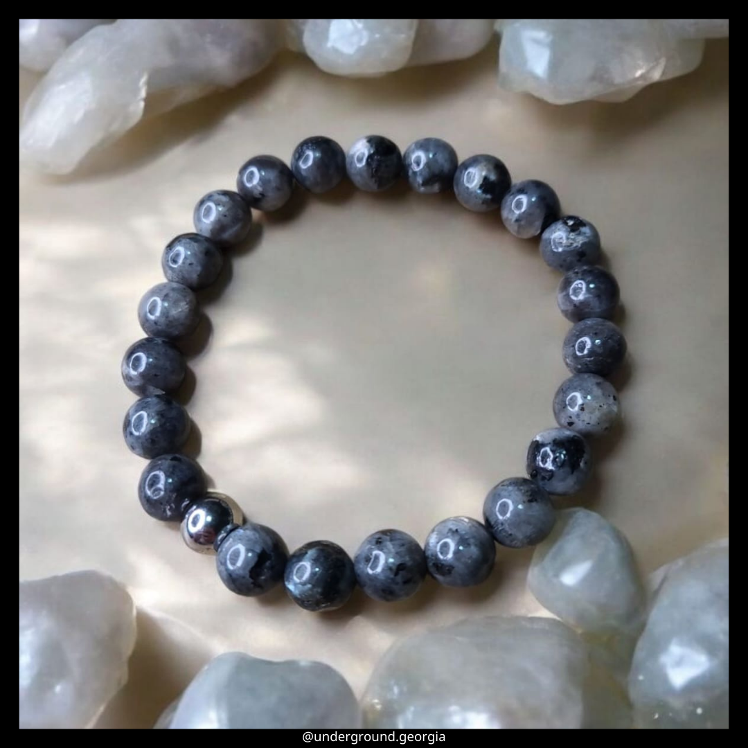 Natural Gemstone Bracelet Gray Labradorite