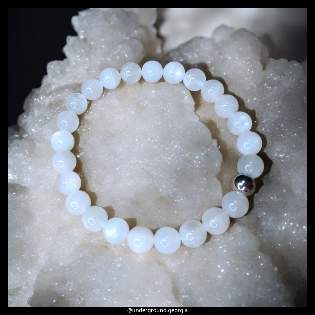 Natural Gemstone Bracelet Moonstone Selenite (Field Spar)