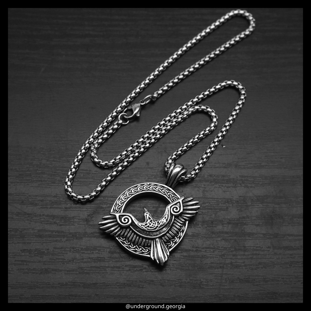 Surgical Stainless Steel 316L Pendant Guardian Celtic Raven