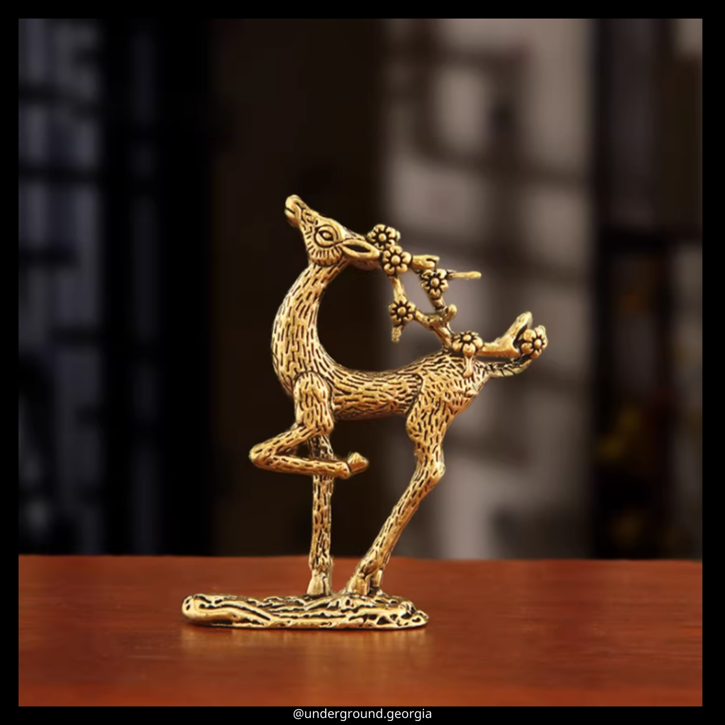 Brass Statue | Deer with Sakura