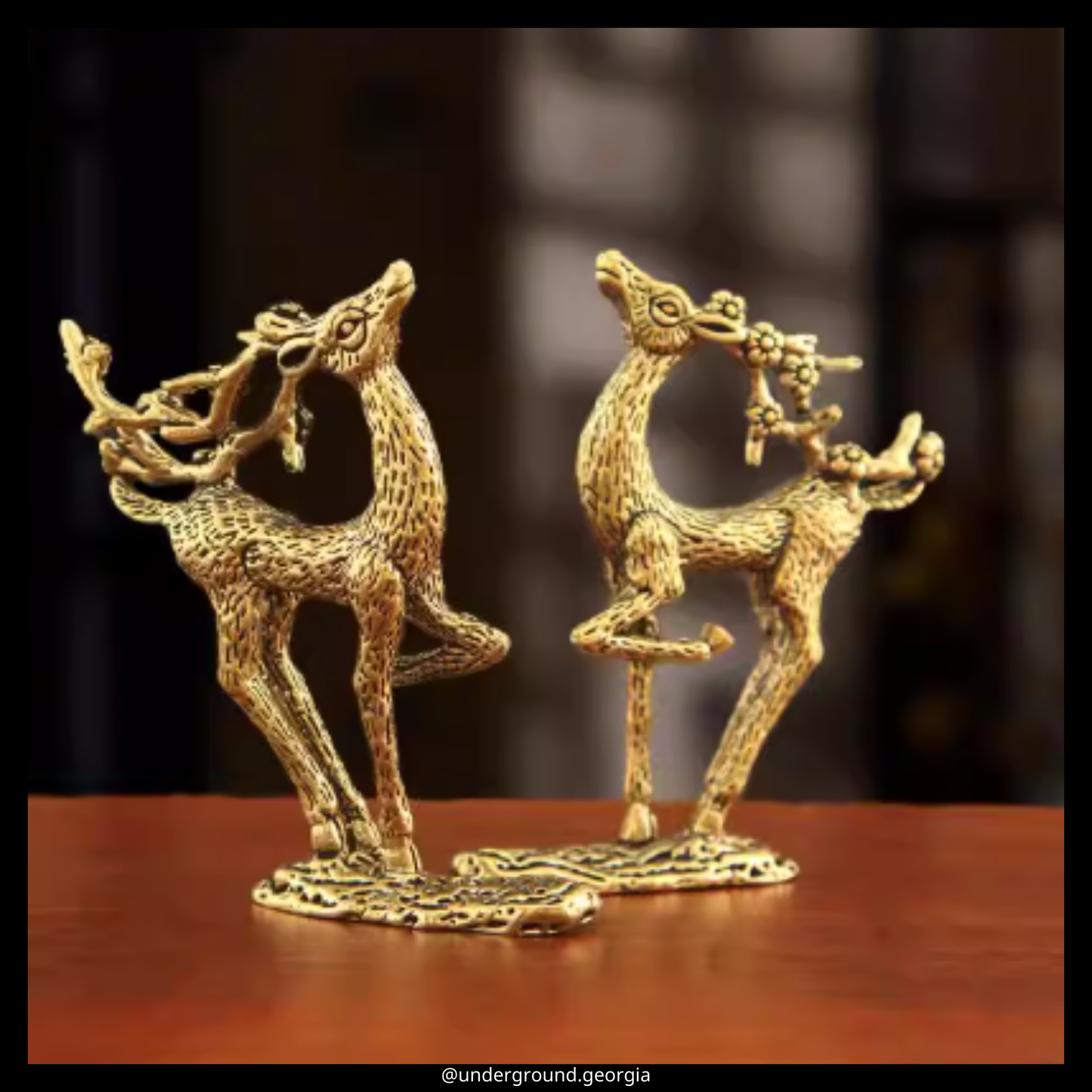 Brass Statue | Deer with Sakura