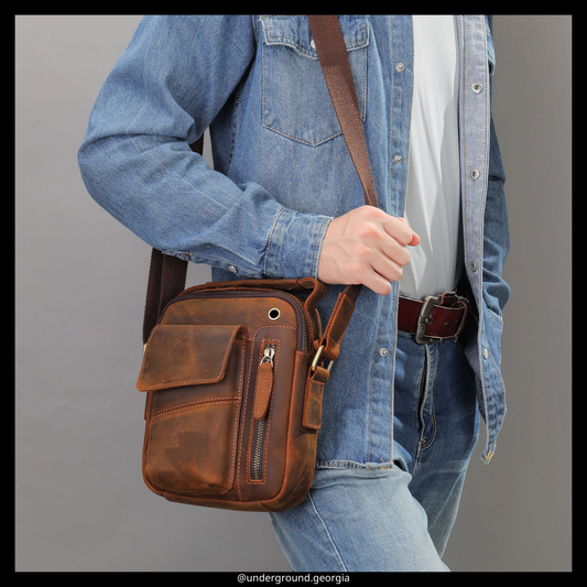 Natural leather Cross body Bag