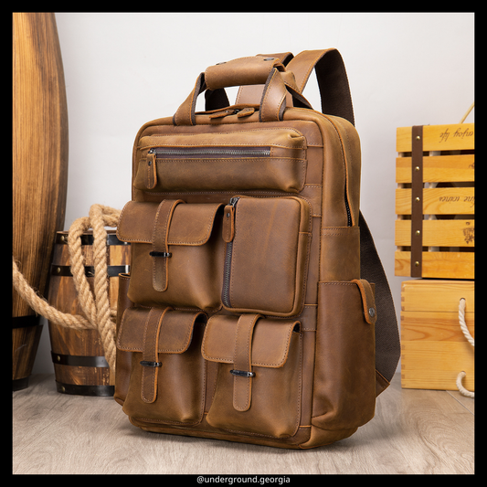 Natural leather backpack Bag