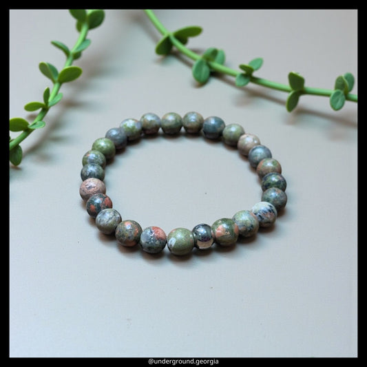 Natural Gemstone Bracelet Unakite