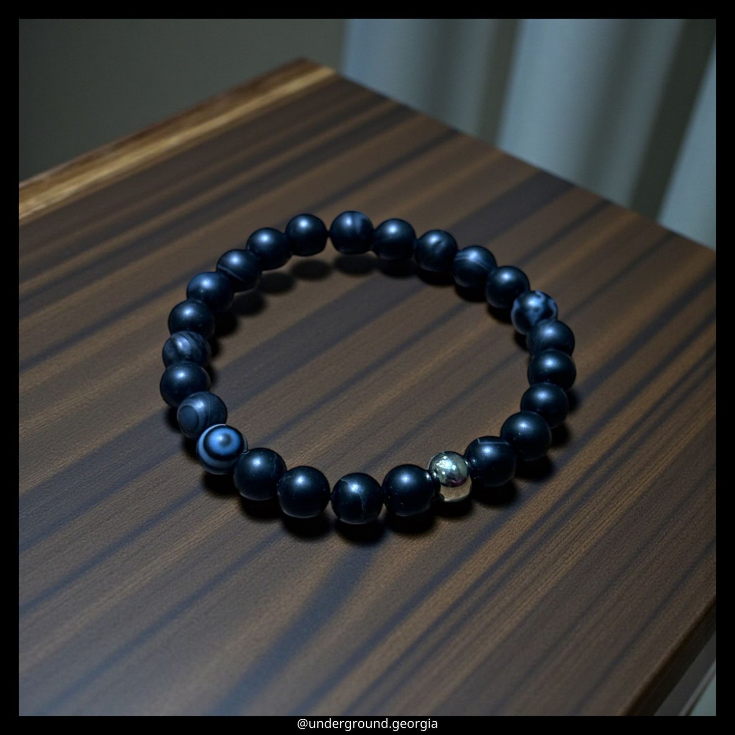 Natural Gemstone Bracelet  Black Agate (Matt)