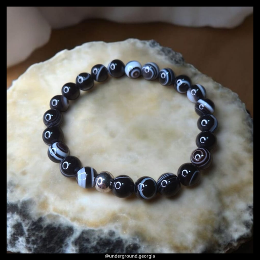 Natural Gemstone Bracelet Black Eye Agate