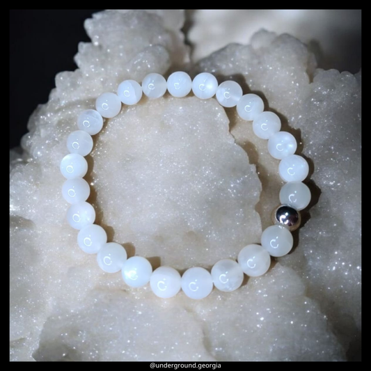 Natural Gemstone Bracelet Moonstone Selenite (Field Spar)