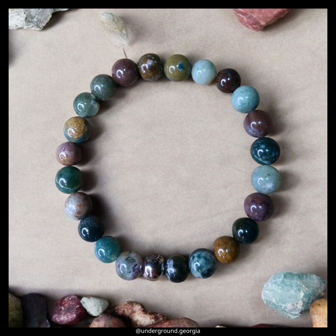 Natural Gemstone Bracelet Colorful Indian Agate