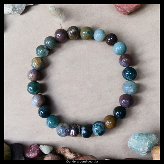 Natural Gemstone Bracelet Colorful Indian Agate