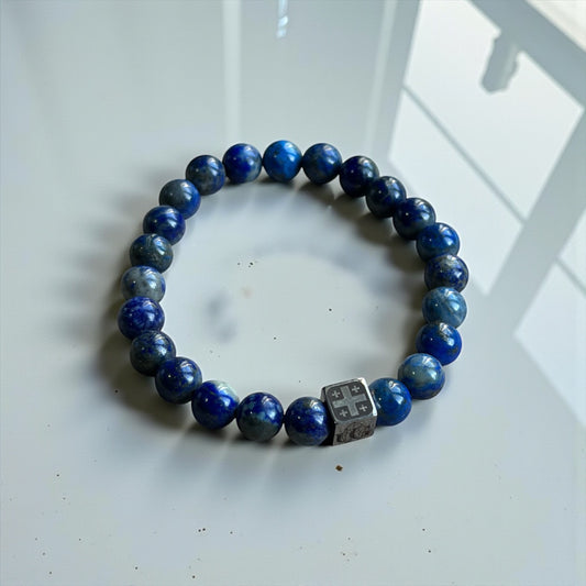 Lapis Lazuli Bracelet with Georgian Flag | Heritage Edition