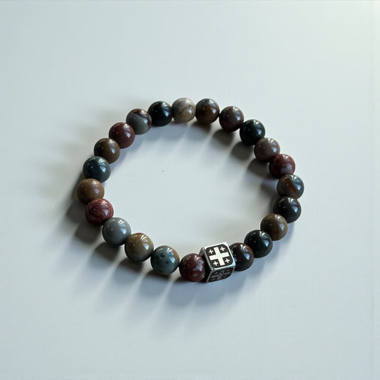 Natural Jasper Bracelet with Georgian Flag | Heritage Edition