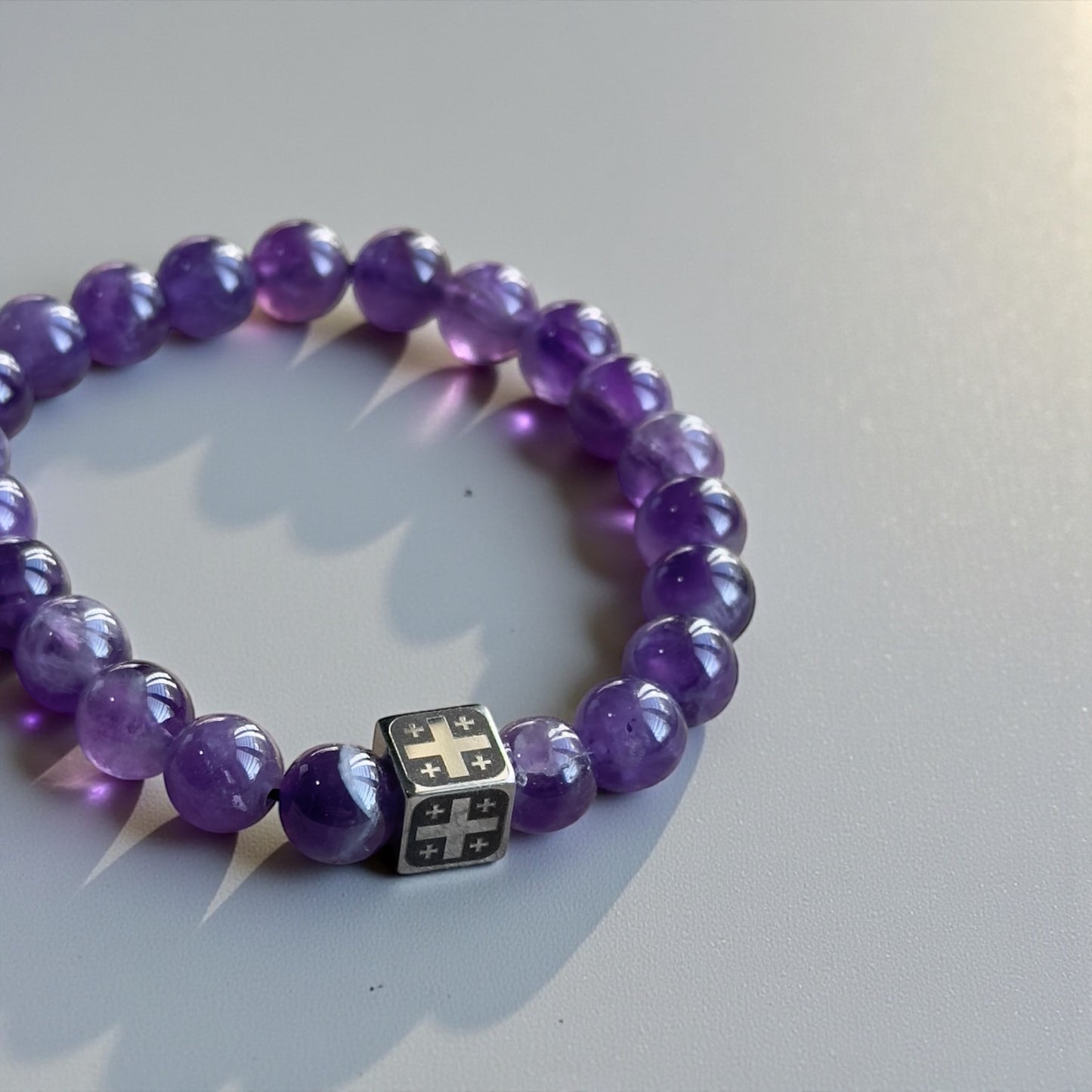 Amethyst Bracelet with Georgian Flag | Heritage Edition