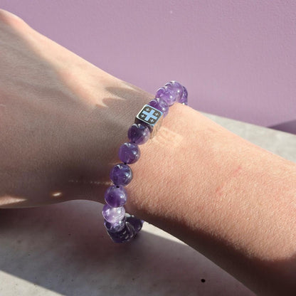 Amethyst Bracelet with Georgian Flag | Heritage Edition