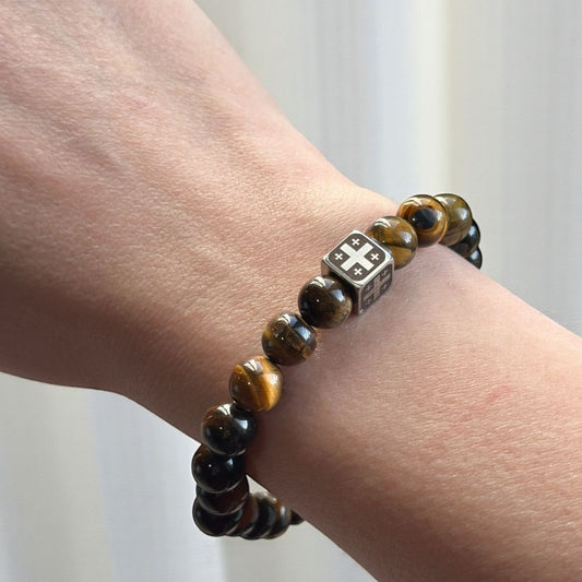 Tiger's Eye Bracelet with Georgian Flag | Heritage Edition