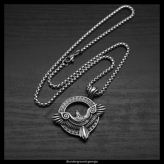 Surgical Stainless Steel 316L Pendant Guardian Celtic Raven